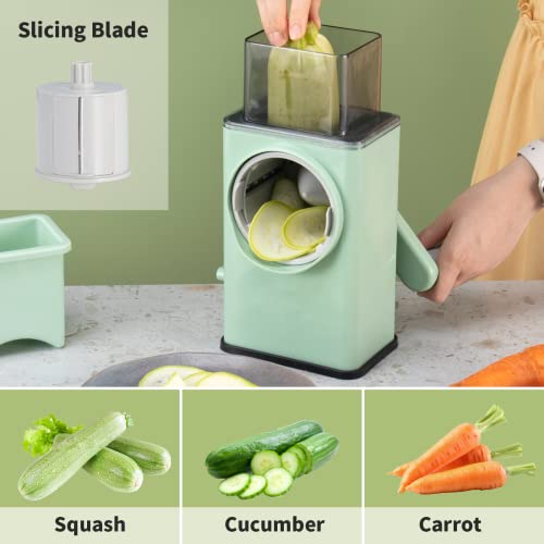Edefisy Rotary Cheese Grater Shredder - 3 Interchangeable Blades, Kitchen Manual Speed Slicer With Handle Strong Suction Base For Potato, Carrot, Vegetables, Nuts, Zucchini #TOP2
