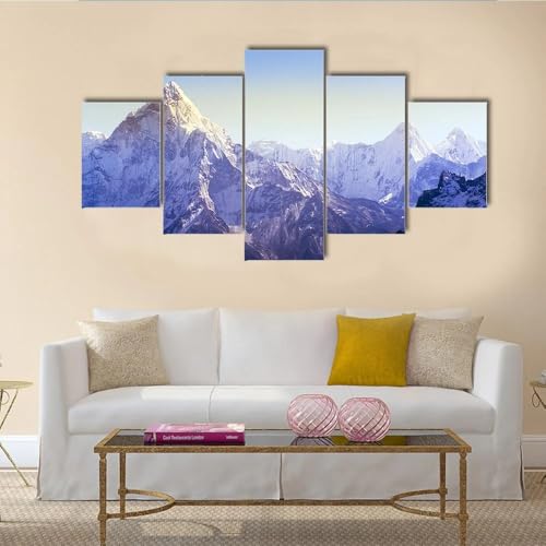 RAPSANI 5 piezas de lienzo de arte de pared,5 piezas lienzo El hermoso monte Everest,5 piezas cuadro lienzo,Cuadros Decoracion Salon 5 Piezas Cuadro Moderno XXL,5 Piezas Cuadro sobre Lienzo 100x55cm