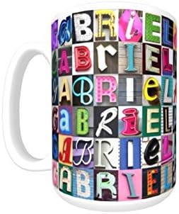 GABRIELA Coffee Mug / Cup - using photos of sign letters - personalized
