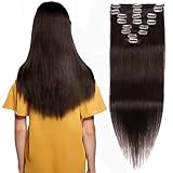 S-noilite Clip in Extensions Human Hair Double Weft 100% Remy Hair Full Head #02 Dark Brown Color Straight Soft Silky Extensions for Women Gift 8pcs 10inch 110g per Package