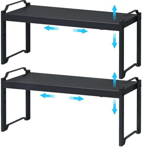 25.5 Inches 2 Pack Expandable Cabinet Shelves, Stackable Shelf Or...