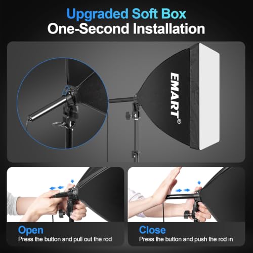 Image of EMART Softbox Photography Lighting Kit, 50W LED 2PCS Soft Box with Boom Arm