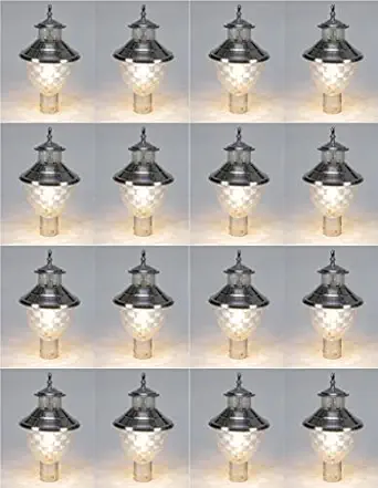 PR Prashant Metal Exterior Modern Design Water Proof Bowl Design Gate Light for Home and Apartments (Silver, Pack of 16 Light)