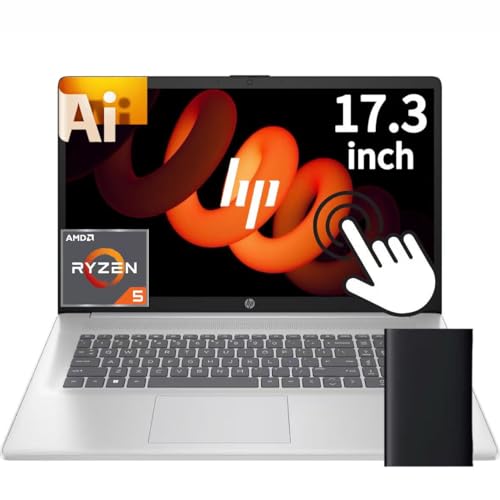 HP 17.3' Touchscreen Business Laptop, AMD Ryzen 5 Processor (Beats Intel i7-1355U), 16GB DDR5 RAM, 1TB Storage(512GB SSD & 500GB External), USB-C, Wi-Fi 6, Windows 11 Pro + Copilot, Earphone Jack