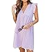 HOUXIANDOU Pagliaccetto California, Gonna Corta in Cotone con Scollo a V Estivo Abito Tinta Unita per Donna, Abito Manica a Volant Semplice, con Pantaloncini e Tasche (2XL,Viola)