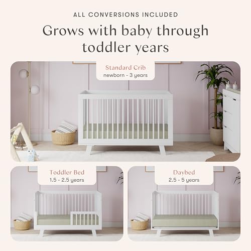 Babyletto Hudson 3-in-1 Convertible Baby Crib with Toddler Bed & Daybed Conversion - Easy to Assemble - GREENGUARD Gold Certified w/ 4 Adjustable Mattress Heights - White - Image 4