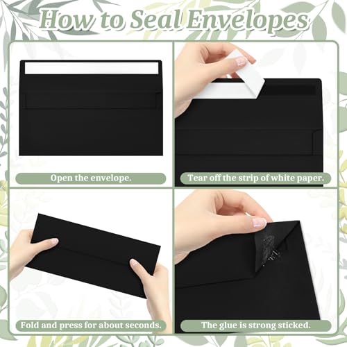 Image of Mulbozy 200Pcs #10Black Envelopes Letter Size Windowless Self Seal Security