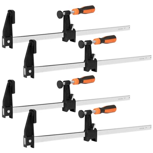 Hansom 4-Pack 18 Inch Bar Clamps,Long Wood Clamps Heavy Duty Clamps Force 600 Lbs Adjustable And Release Quickly,Woodworking Clamps Throat Depth 2.5 Inch With Plastic Handle cover