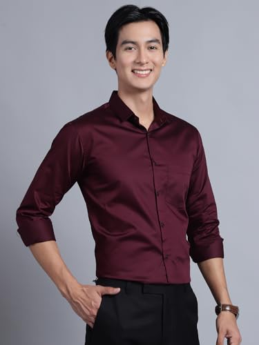 Image of Majestic Man Slim Fit Satin Cotton Formal Shirt for Men