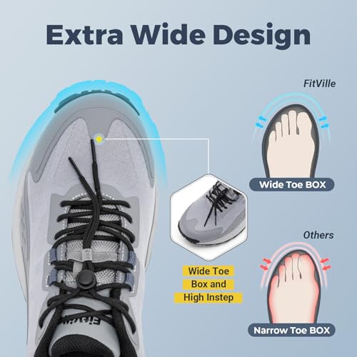 Image of FitVille Men's Extra Wide Arch Support Hiking Shoes