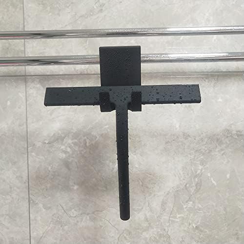 AKRR shower squeegee black - incl. stainless steel core, silcone, hanging hook, bathroom, kitchen, shower, window cleaner, black squeegee, 23 x 22 x 3