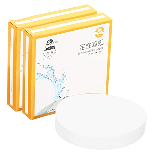 PATIKIL 200Pcs 11cm Qualitative Filter Paper Circles, Slow Speed Round Laboratory Filter Paper Chemical Industrial Oil Testing Funnel Filter Paper