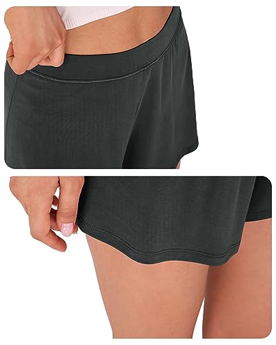 Ododos 2-Pack Modal Soft Lounge Shorts For Women High Waist Casual Sleepwear Cozy Pajama Bottom, Black+Charcoal, X-Large #TOP4