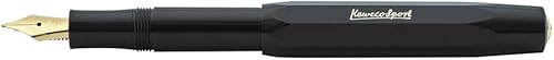 Miniatura 4 de Kaweco Pluma Estilográfica Sport Classic Negro, Punta Fina Deporte Octogonal Clip Oro.
