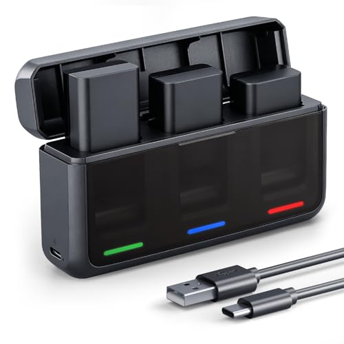 K&F CONCEPT Paquete de 3 baterías y cargador NP-FW50, PD de 20 W, carga rápida, compatible con Sony A6400, ZV-E10, A6000, A6500, A6300, Alpha 7, A7, A7II, A7RII, A7SII, A7S, A7S2, A7R, A5000, NEX-3