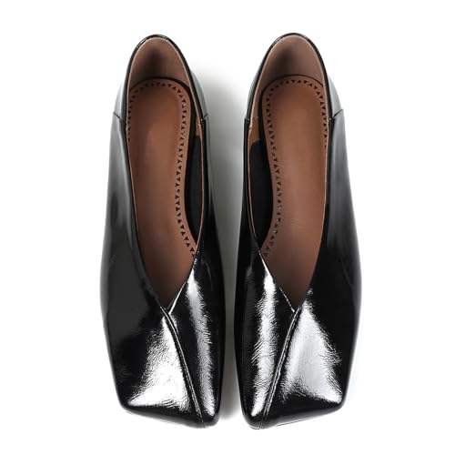 Womens Ballet Flats Square Toe Ballet Flats Shoes for Women Dress Shoes Patent Leather Loafers Comfortable Dressy3