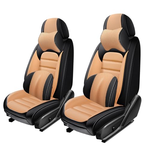 Image of 2 Seat Covers for Hyundai Santa Fe XL 2001-2024,Premium Nappa Leather Car Seat Covers Car Seat Cushions,Waterproof Soft Seat Covers for Cars,Interior Accessories with Airbag(Luxury-Black&Orange)