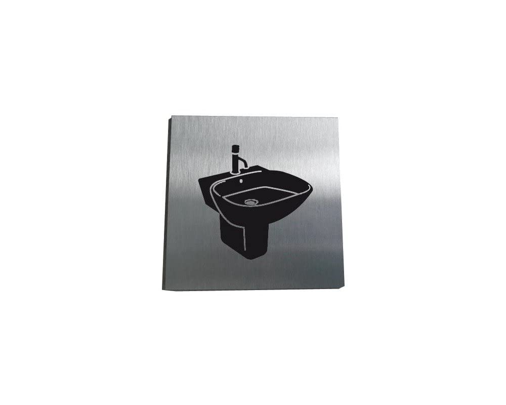 AUA SIGNALETIQUE - Plaque Alu Brossé Lavabo - 200x200 mm, Alu Argent - Image 2