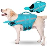 Dog Life Jacket Dog Life Vest for Swimming Boating with Detachable Front Chin Float High Buoyancy Pool Lifesaver Adjustable Reflective Ripstop Pet Preserver with Rescue Handle(Turquoise, 2XL)