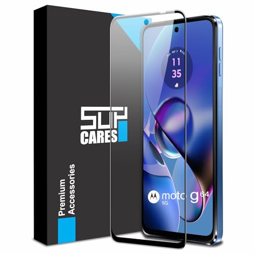 Image of SupCares Tempered Glass for Motorola Moto G64 (6.5 Inch) With Installation Kit | Military-Grade Gorilla Screen Protector | Edge to Edge Coverage | Black