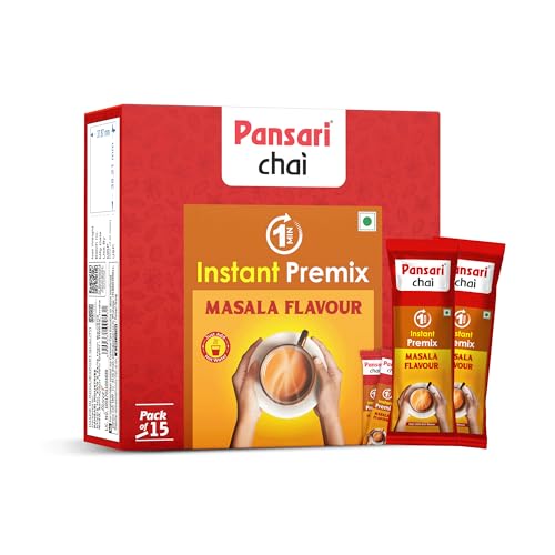 Image of Pansari Instant Tea Premix Masala Chai - Pansari Instant Masala Tea Powder | 15 Sachets x 14g | Desi Chai Premix | Just Add Hot Water | Ready in 1 Minute | Low Sugar | No Milk Required