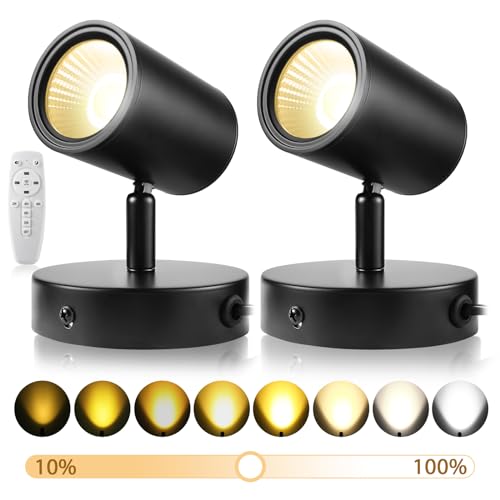 Image of LED Spot Lights 10W Up Lights Indoor With Timer and Remote 2700K-6500K Stepless Adjustable Uplighting Spotlight 120V Dimmable Floor Light for Plant and Artwork (2 Pack)