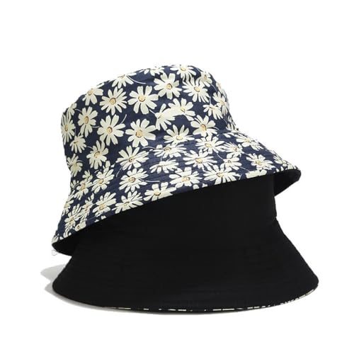 Image of Daisy Floral Print Bucket Hat for Women Men,Travel Sun Beach Cap,Unisex Fishing Outdoor Boonie