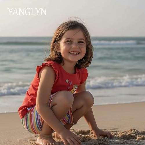 Image of Girls Shorts Set Outfits for Toddler Girls T-shirts Clothing Sets Kids Summer Graphic Cotton Tops Tees 3-7 Years
