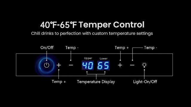 Image of Yeego Wine Fridge Cooler - 15 Inch Dual Zone Wine Fridge Hold 28 Bottles, 40-65F Wine Refrigerator Glass Door, Built in, Freestanding Under Counter Fridge for Beer Soda Drink Home Bar Office