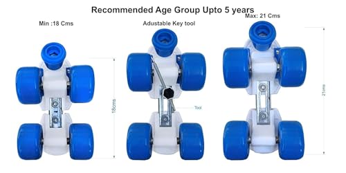 Image of Jaspo Kids Delite Intact Junior Roller Skates Combo (Skates+Helmet+Knee+Elbow) Suitable for Age Upto 5 Years, Adjustable Skates-18 to 21 cms-Color-Blue (Blue)