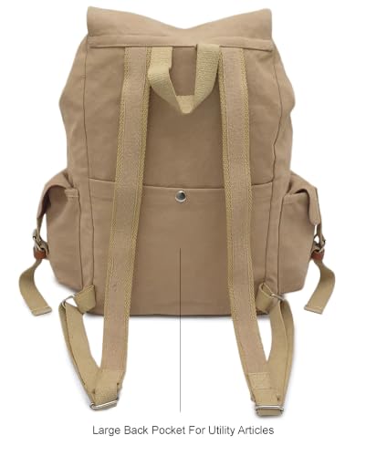 Image of The House of tara Canvas Backpack for Men and Women 23L | Casual Cotton Bag With 100% Cotton Inner Lining, 4 External & 3 Internal Pockets | Backpacks Suitable for College, Travel & Hiking (Beige)