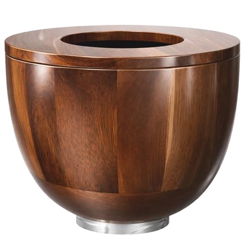 LOVIVO Premium Acacia Wood 5 Quart Mixing Bowl with Splash-Proof Lid Compatible with KitchenAid 4.5-5 Qt Tilt-Head Stand Mixers Wooden Bowl for Stand Mixer with Stainless Steel Locking Base