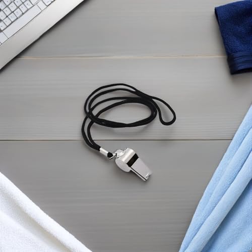 6 silbatos metálicos para árbitros con cordón negro miniatura 4