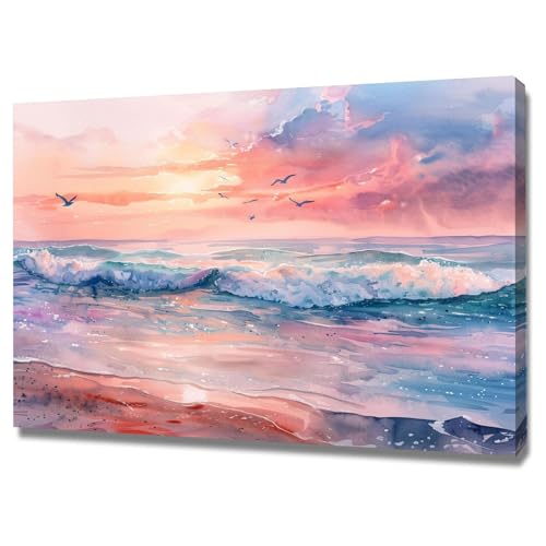 Peinture d'art abstrait de paysage marin sur toile intissée haut de gamme