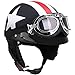 Demi-Casque De Moto avec Lunettes, Hommes Et Femmes Adultes Quatre Saisons Crème Solaire Légère Casque De Moto Casque De Scooter Convertible