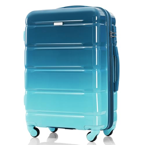 RUNNA Luggage Set of 3, 20-inch with USB Port, Airline Certified Carry-on Luggage with Cup Holder, ABS+PC Hard Shell Luggage with Spinner Wheels (Blue@090)2
