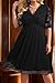 Pinup Fashion Black Cocktail Dress Plus Size Women Lace Top Chiffon Wedding Guest Dresses Semi-Formal Party Evening Wrap V Neck Dress