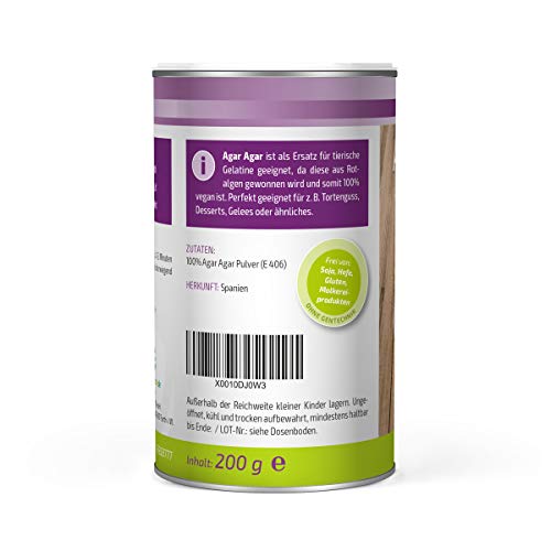 Vita2You Agar Agar 200g, Geliermittel, glutenfrei, aus Rotalgen