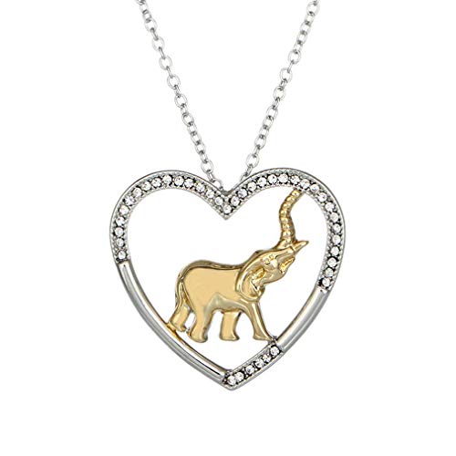 Vintage Heart Shaped Elephant Pendant Necklace – Short Chain Retro