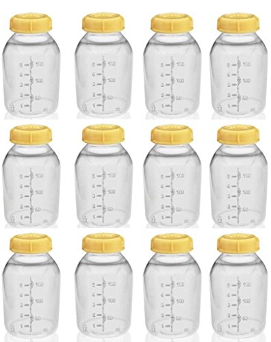 NEW! 12 MEDELA BREASTMILK COLLECTION STORAGE FEEDING BOTTLE SET w/lid 5oz /150ml