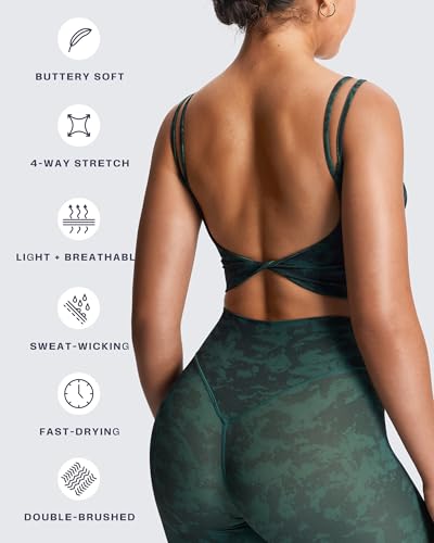 Image of Aoxjox Women's Workout Sports Bras Fitness Padded Backless Yoga Crop Tank Top Twist Back Cami
