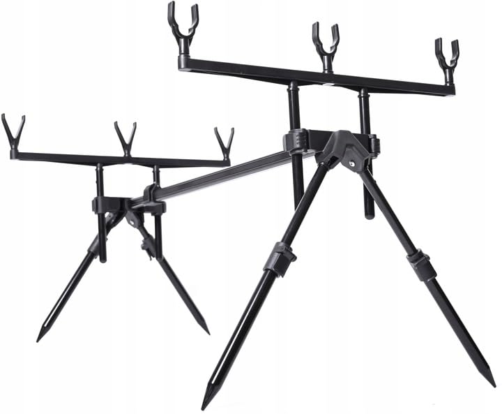 NECO Line Pro X Rod Pod – Karpfen Rutenständer für 3 Ruten – höhenverstellbar 27,5–55 cm, teleskopisch 65,5–115,5 cm – inkl. Transporttasche – Schwarz