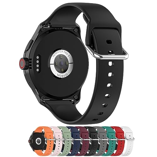 AWADUO kompatibel mit Ticwatch Pro 5 Bändern, 24mm Ersatz Silikon Armbanduhr Band Band kompatibel mit Itouch Air 3, weich und langlebig für Männer und Frauen (schwarz)