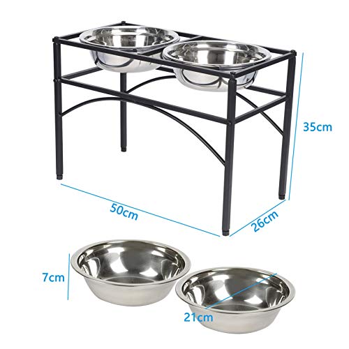 Holdfiturn Raised Dog Bowls - Elevated Pet Feeder With Two Stainless Steel Water and Food Bowls (L) - Image 3