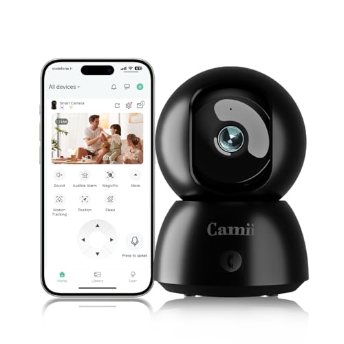 Indoor Security Camera 2K with 360° pan/tilt & AI motion tracking