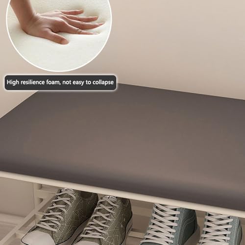 Banc à chaussures 2 niveaux en acier et siège cuir rembourré pour chambre - 7