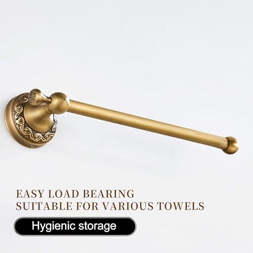 Image of Wall Mounted Bathroom Towel Holder, Bath Towel Hanger Antique Brass Pattern Carving,Brushed Bronze
