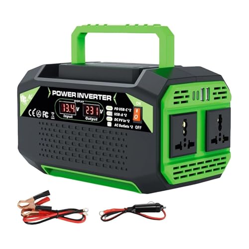 Power Inverter Inversor Corriente Inversor de Corriente para Coche 300 W con Puerto USB y Tipo C, Transformador Voltaje 12 V CC a 110 V/220 CA Tableta/batería(220V)