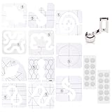 14 PCs Free Motion Quilting Template Set Includes 11 Quilting Templates 3mm, High Shank Ruler Foot, Non-Slip Grips, Free Motion Quiltings Rulers and Templates for DIY Quiltings on Sewing Machines