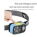 TKOWTB Headlamp Motion Sensor Headlight LED Rechargeable Headlamp,Adjustable Headband for Camping Running Walking Black+Blue